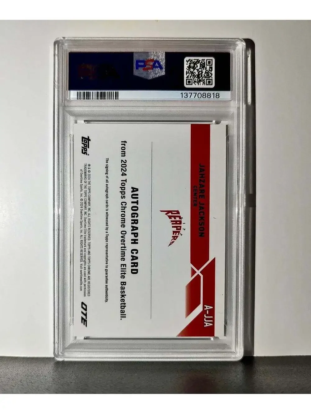 Jahzare Jackson 2023 Topps Chrome #A-JJA Gold Refractor 20/50 PSA 9 Auto 10